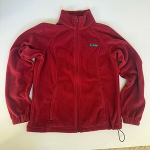 Columbia Women’s Benton Springs Red Fleece Jacket Medium Zip Up cozy winter